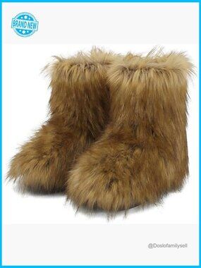Furry Fluffy Platform Ankle Boots Y2k Winter Comfort Mid-Calf Short Snow Boots